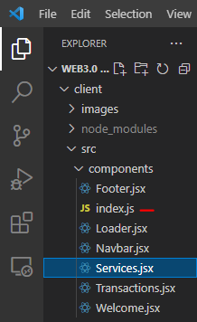 Components folder with index.js file